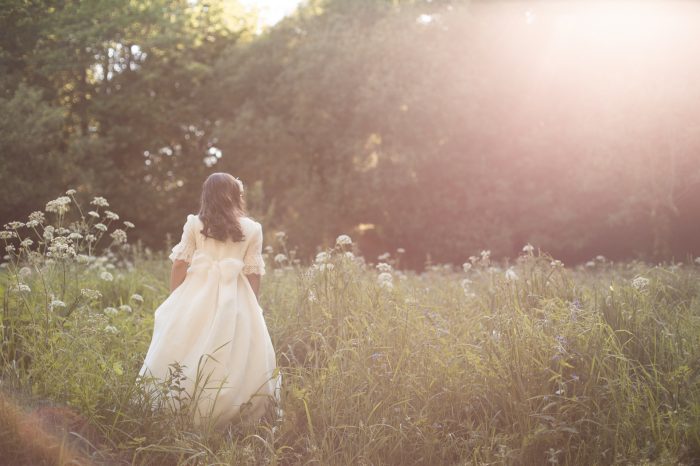 Fotografía con niña vestida de comunión en Pontevedra